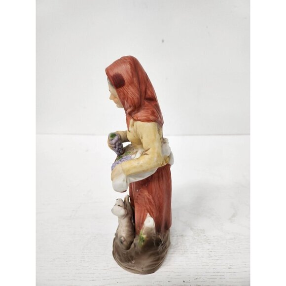 Vintage Homco Farm Woman with Grapes and Dog Large Porcelain Figurine #1417 - Picture 3 of 10
